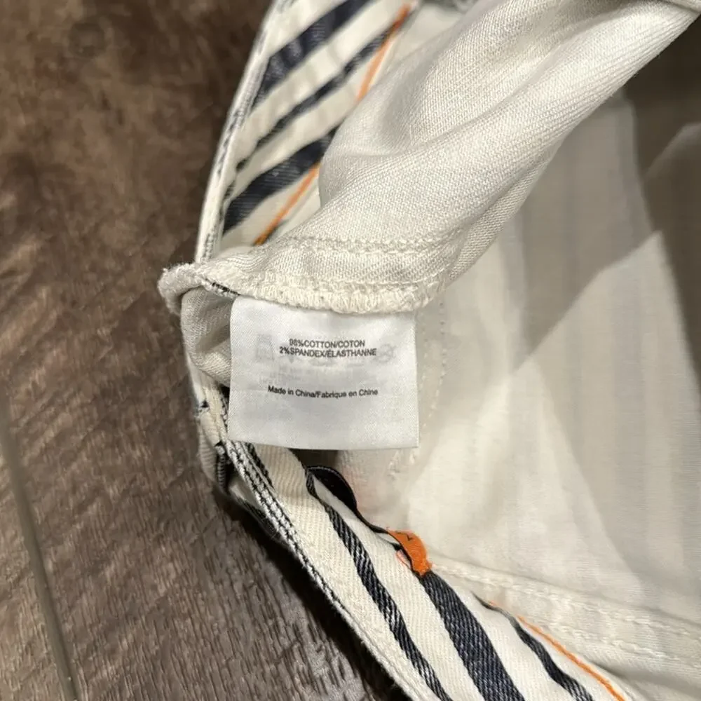 Tory Burch Women's Striped Denim Marlien Leggings Navy White Size 28